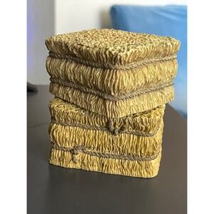 Vintage 1994 Enesco Hay Bale Bookends Rustic Farmhouse Decor Set of 2